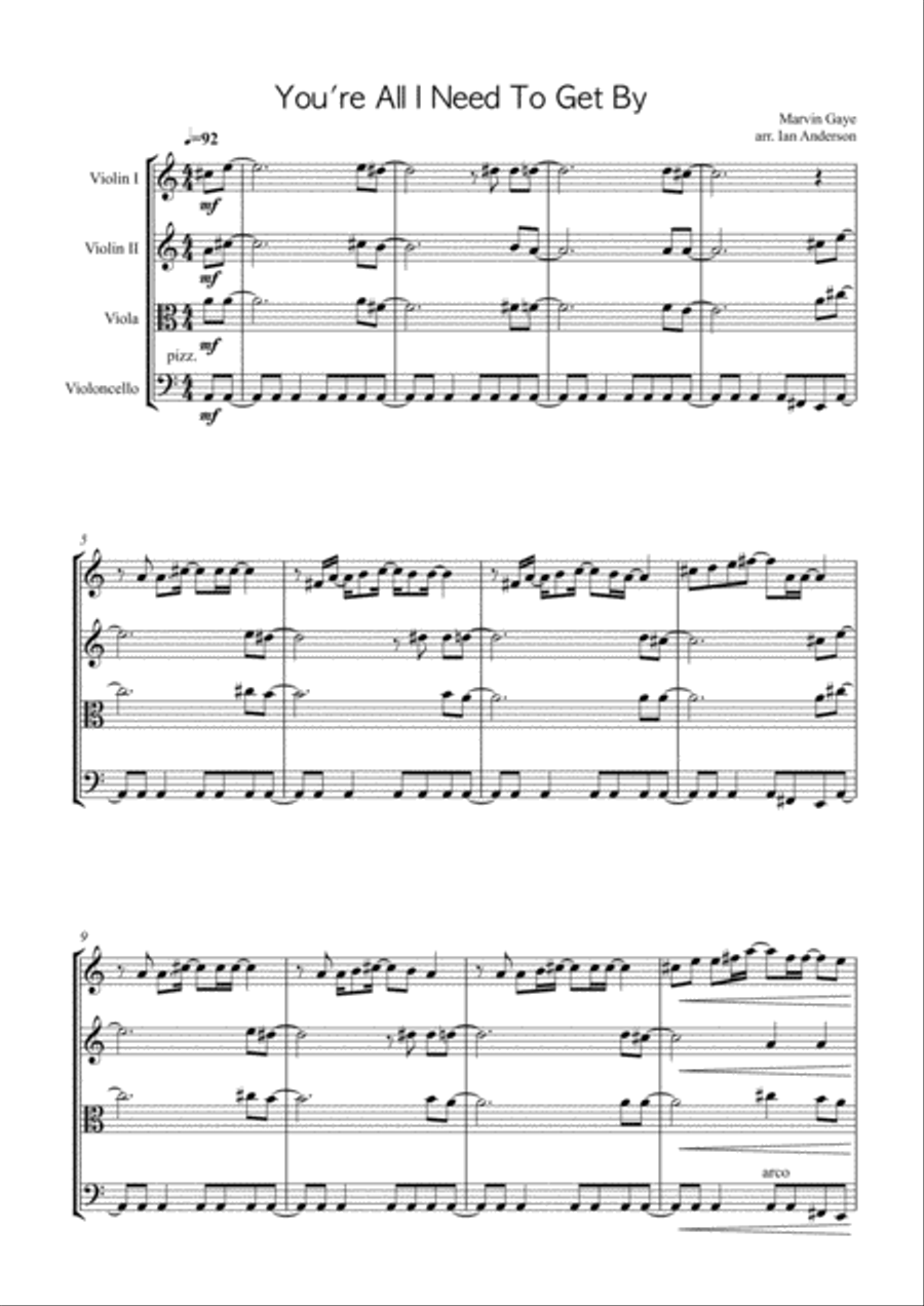 You're All I Need To Get By String Quartet scores gallery preview page 1