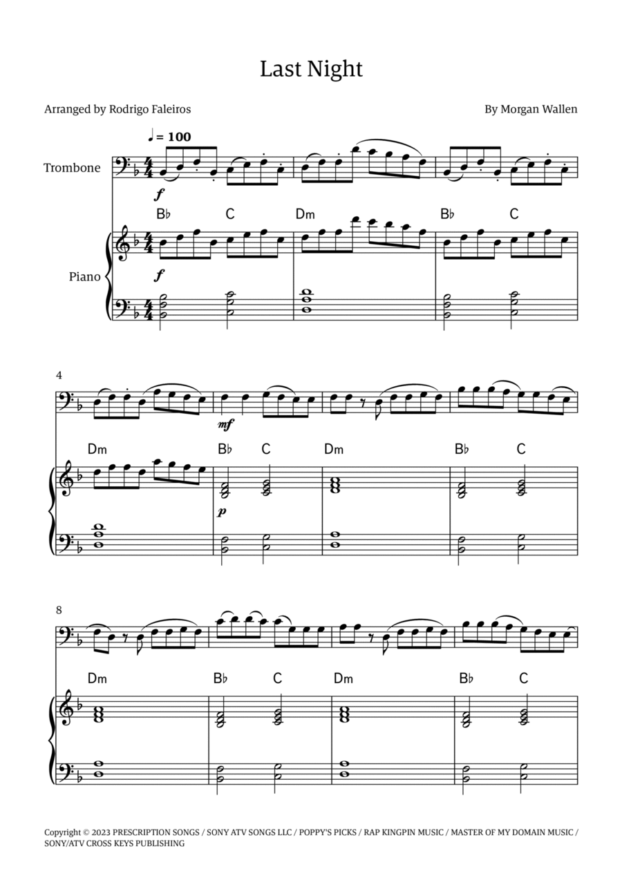 Last Night Piano scores gallery preview page 1