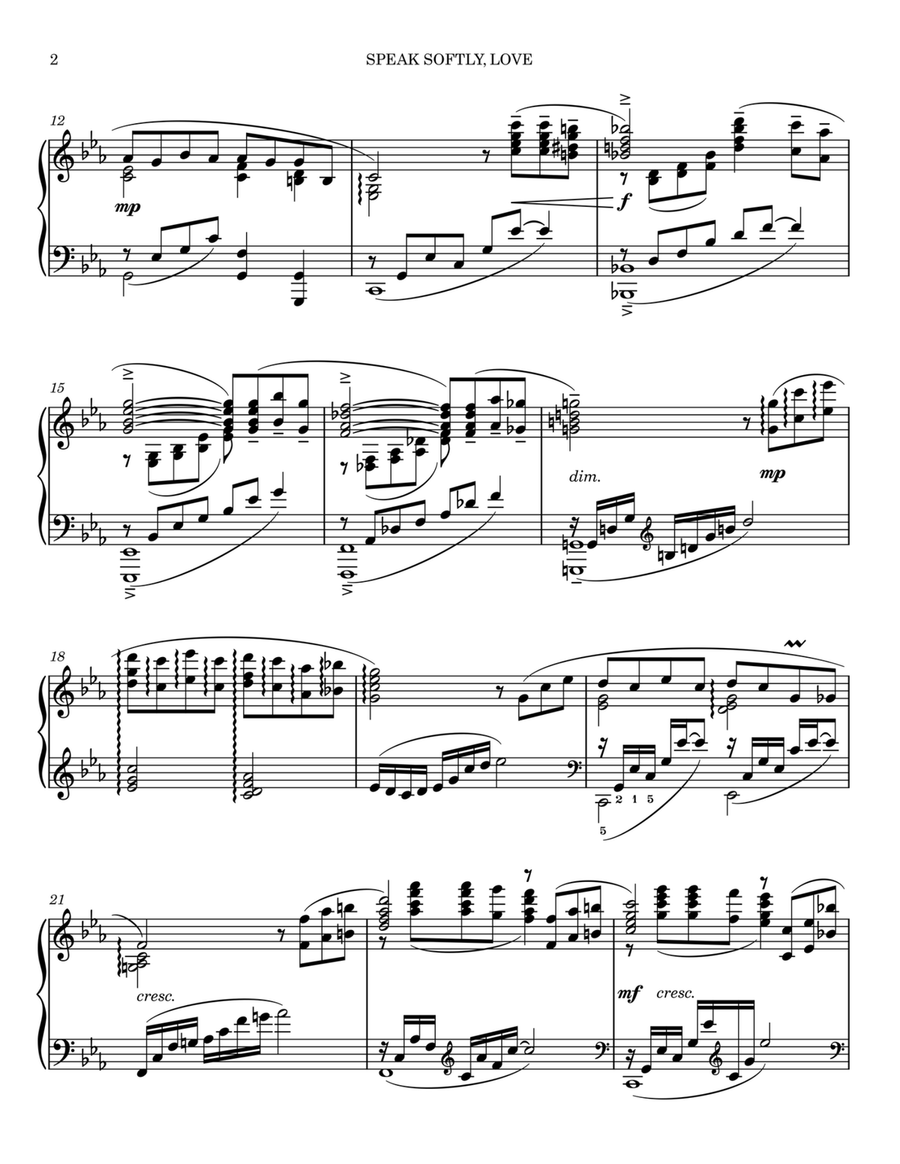 Speak Softly, Love (Love Theme) Piano Solo scores gallery preview page 3