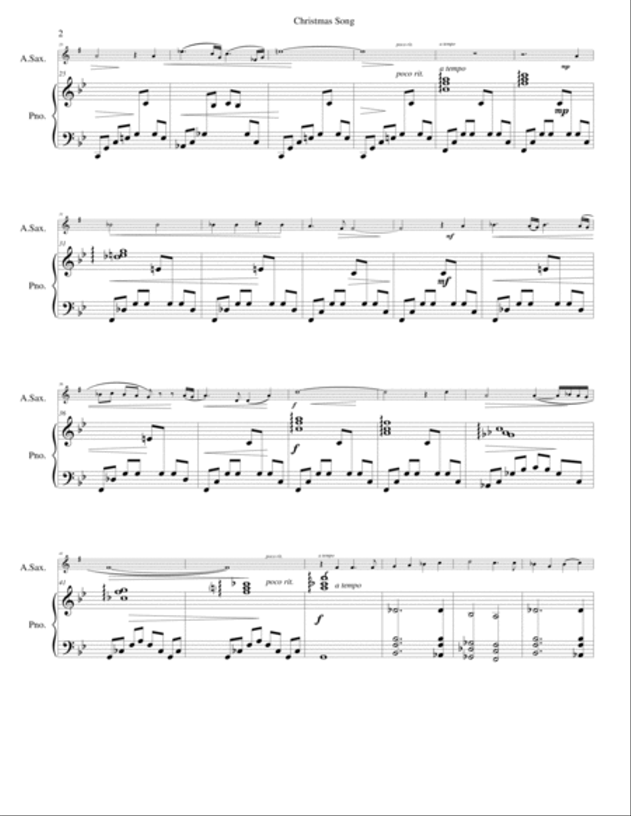 Christmas Song for alto saxophone and piano Woodwind Duet scores gallery preview page 2