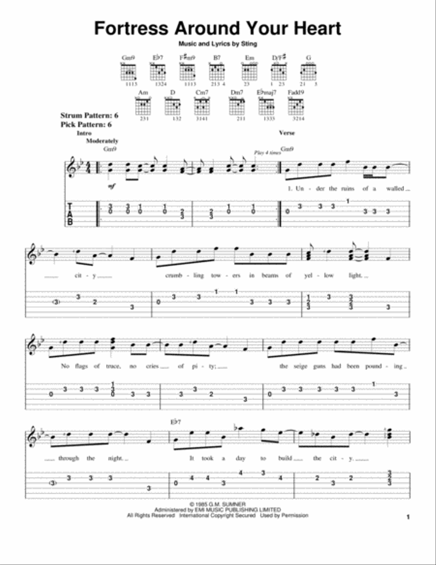 Fortress Around Your Heart Acoustic Guitar scores gallery preview page 1
