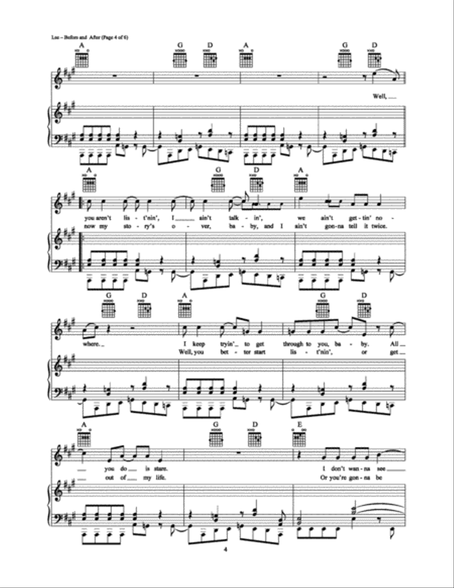 Before And After Before And After Piano, Vocal, Guitar scores gallery preview page 4
