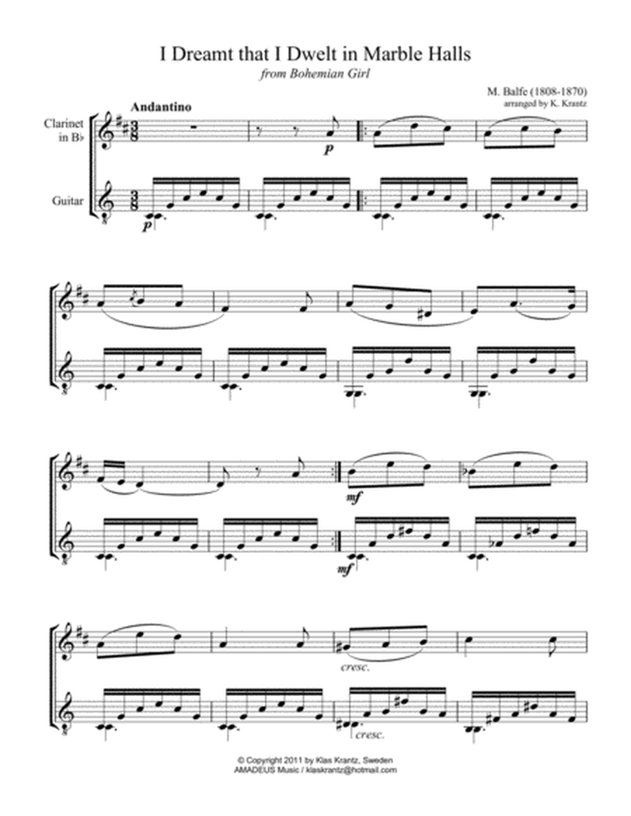 Marble Halls for clarinet in Bb and guitar image number null