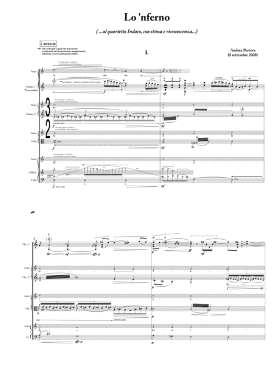 ANDREA PORTERA: Lo’nferno - Score Only String Quartet scores gallery preview page 6