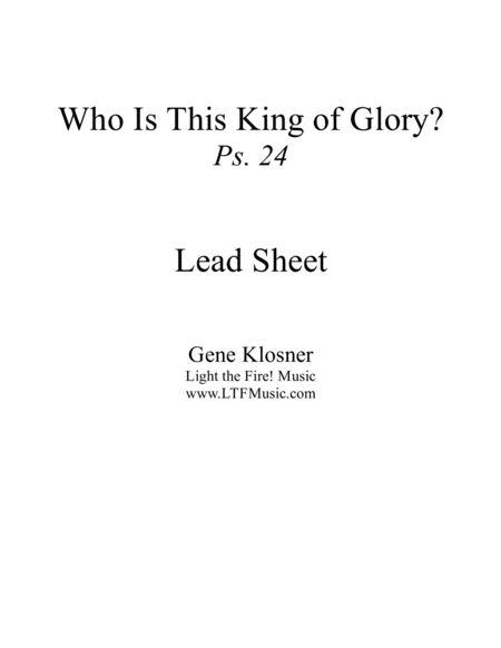 Who Is This King of Glory? (Ps. 24) [Lead Sheet] image number null