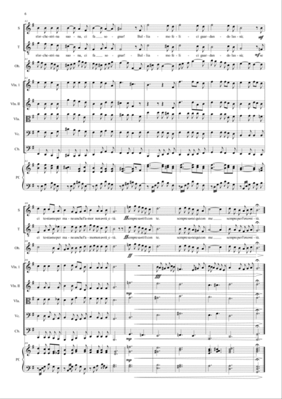 CANZONE D'AMORE - For Soprano, Tenor, Oboe, String Quintet and Piano Chamber Orchestra scores gallery preview page 6