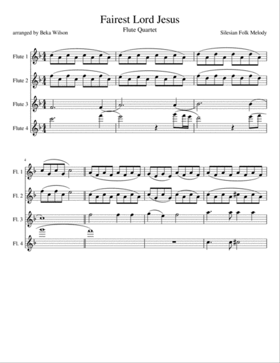 Fairest Lord Jesus Woodwind Ensemble scores gallery preview page 1