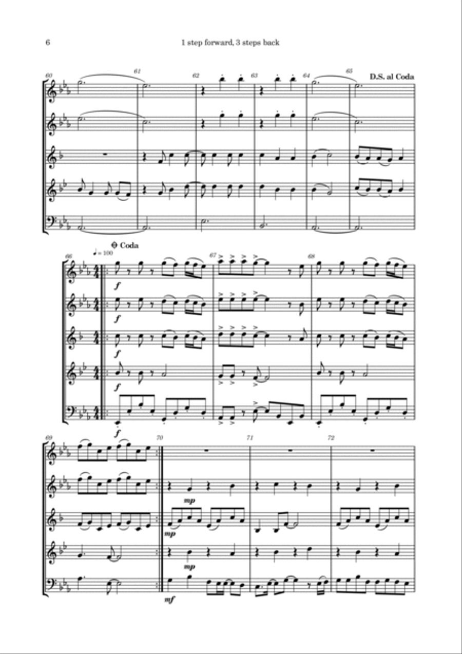 1 Step Forward, 3 Steps Back Woodwind Quintet scores gallery preview page 6
