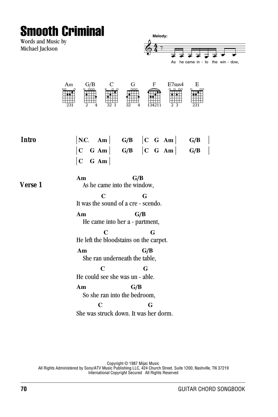 Smooth Criminal Acoustic Guitar scores gallery preview page 1