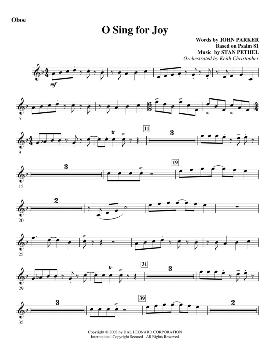 O Sing For Joy! - Oboe Choir scores gallery preview page 1
