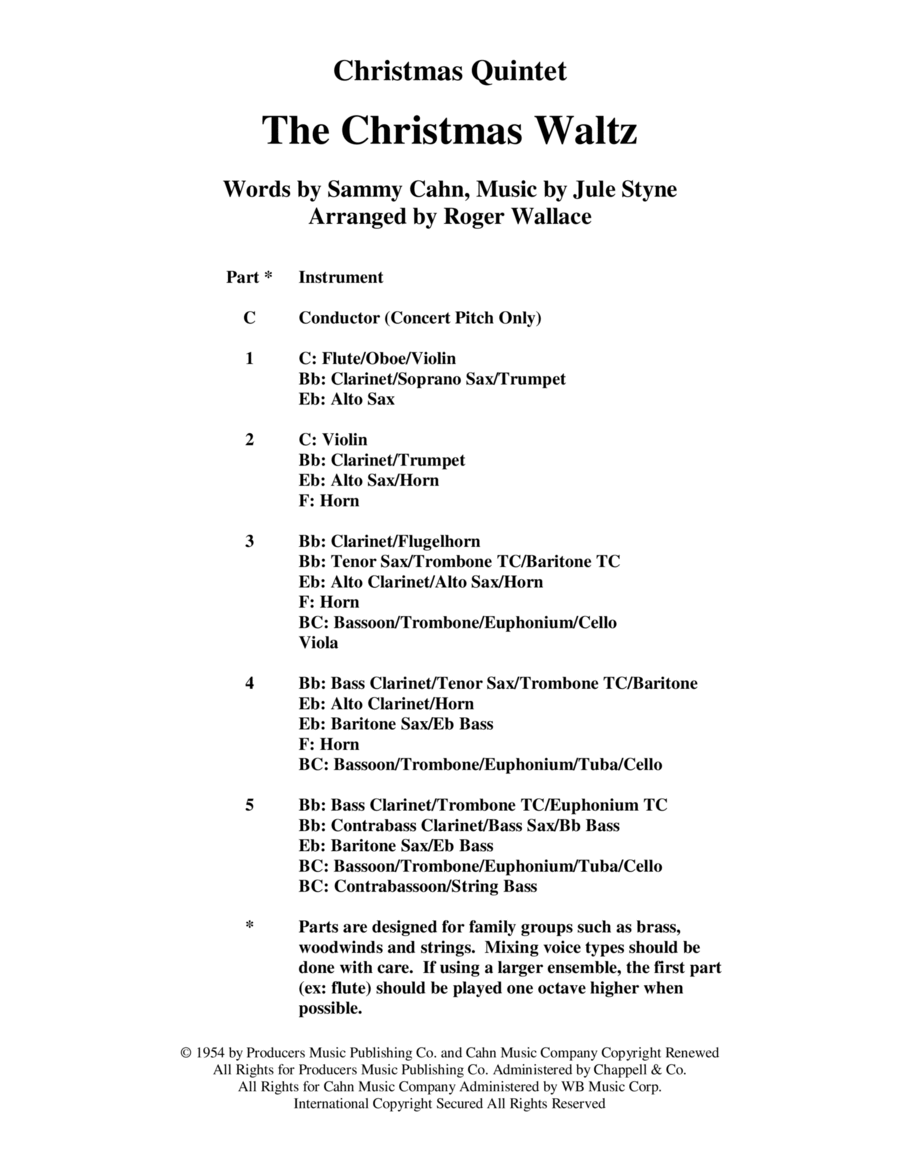 The Christmas Waltz Brass Quintet scores gallery preview page 1