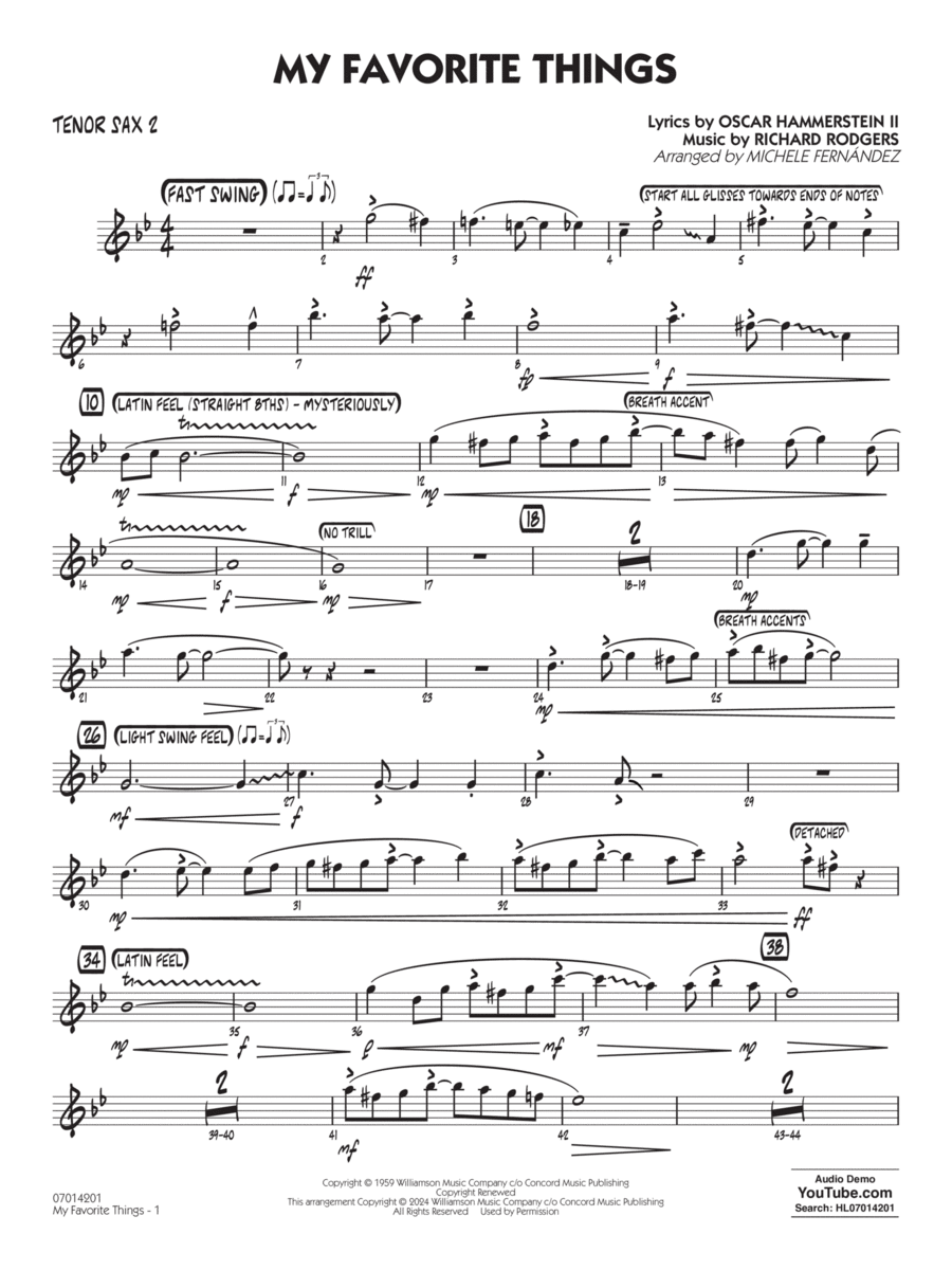 My Favorite Things (arr. Michele Fernández) - Tenor Sax 2 Jazz Ensemble scores gallery preview page 1