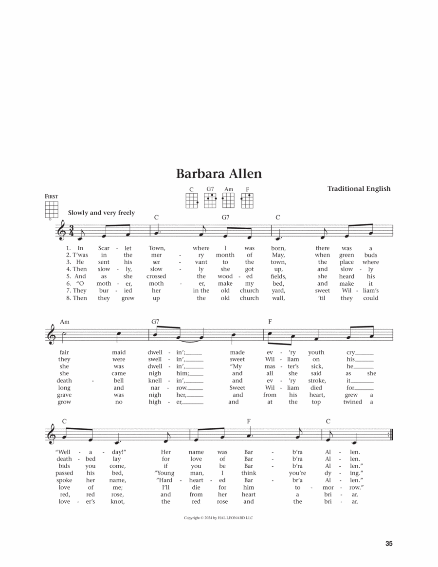 Barbara Allen (from The Daily Ukulele) (arr. Jim Beloff) Ukulele scores gallery preview page 1