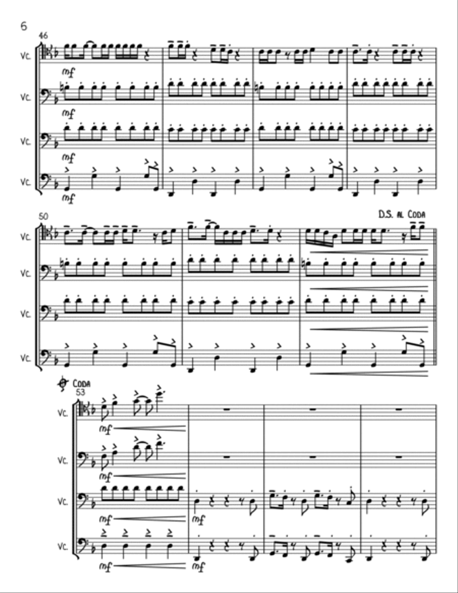 Uptown Funk String Quartet scores gallery preview page 6
