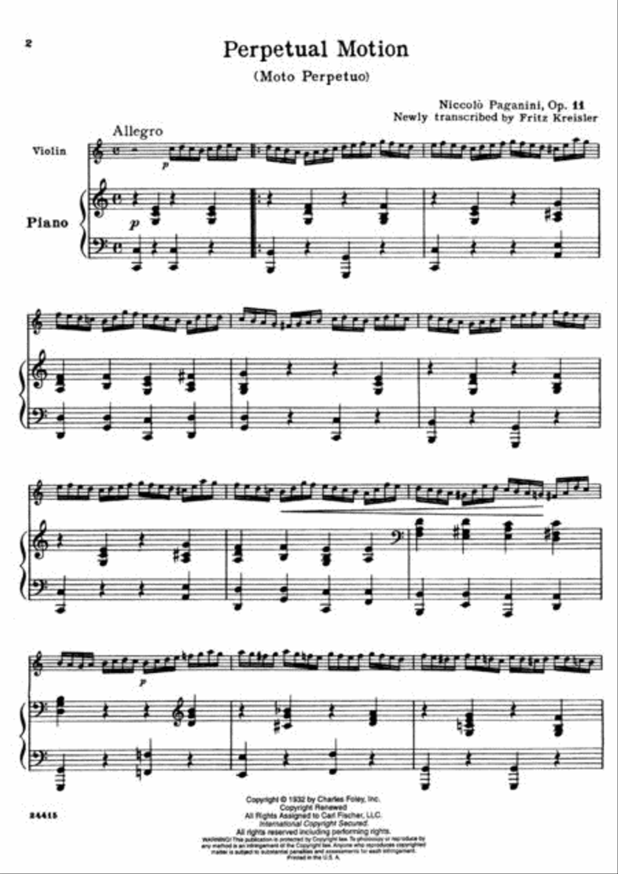 Perpetual Motion (Moto Perpetuo), Op. 11 Violin Solo scores gallery preview page 2