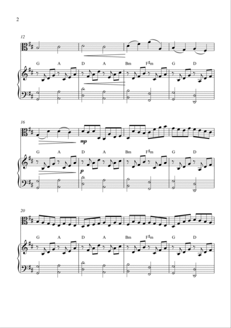 Canon in D (for viola solo and piano accompaniment) Piano scores gallery preview page 2