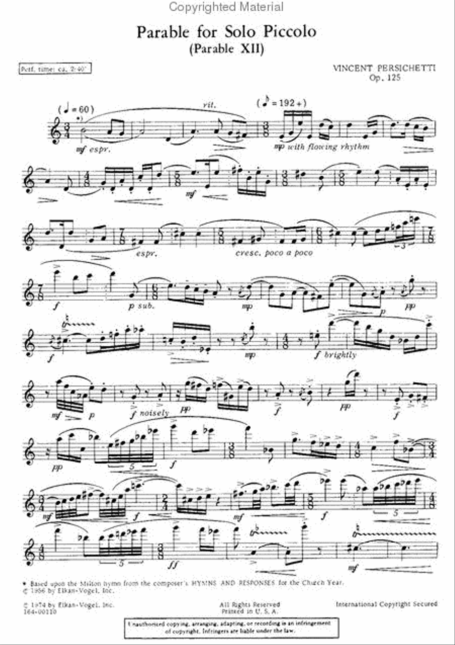 Parable For Solo Piccolo Chamber Music scores gallery preview page 2