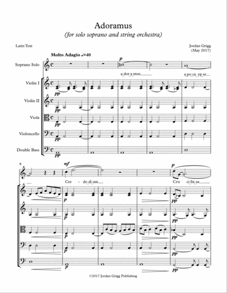 Adoramus (for solo soprano and string orchestra) String Orchestra scores gallery preview page 1
