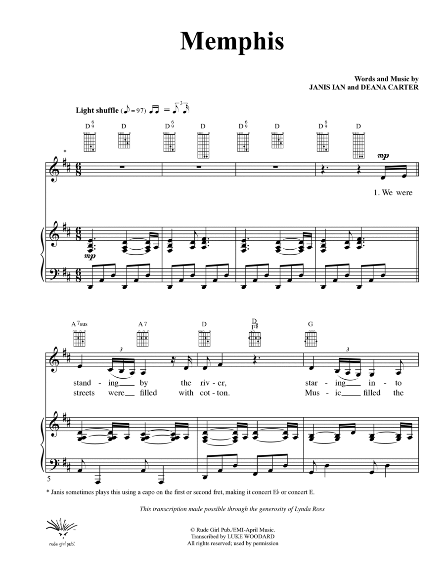 Memphis Memphis Piano, Vocal, Guitar scores gallery preview page 1