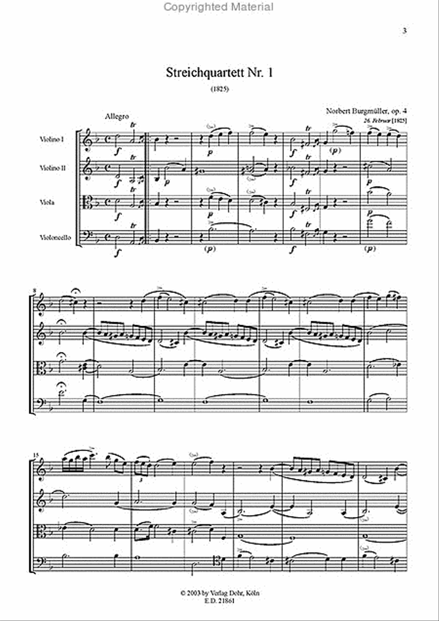 Streichquartett Nr. 1 d-Moll op. 4 (1825) String Quartet scores gallery preview page 2