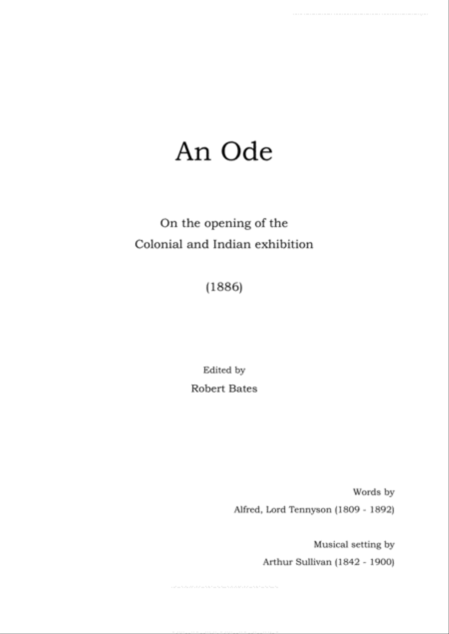 Sullivan: An Ode on the Opening of the Colonial and Indian Exhibition Full Orchestra scores gallery preview page 1