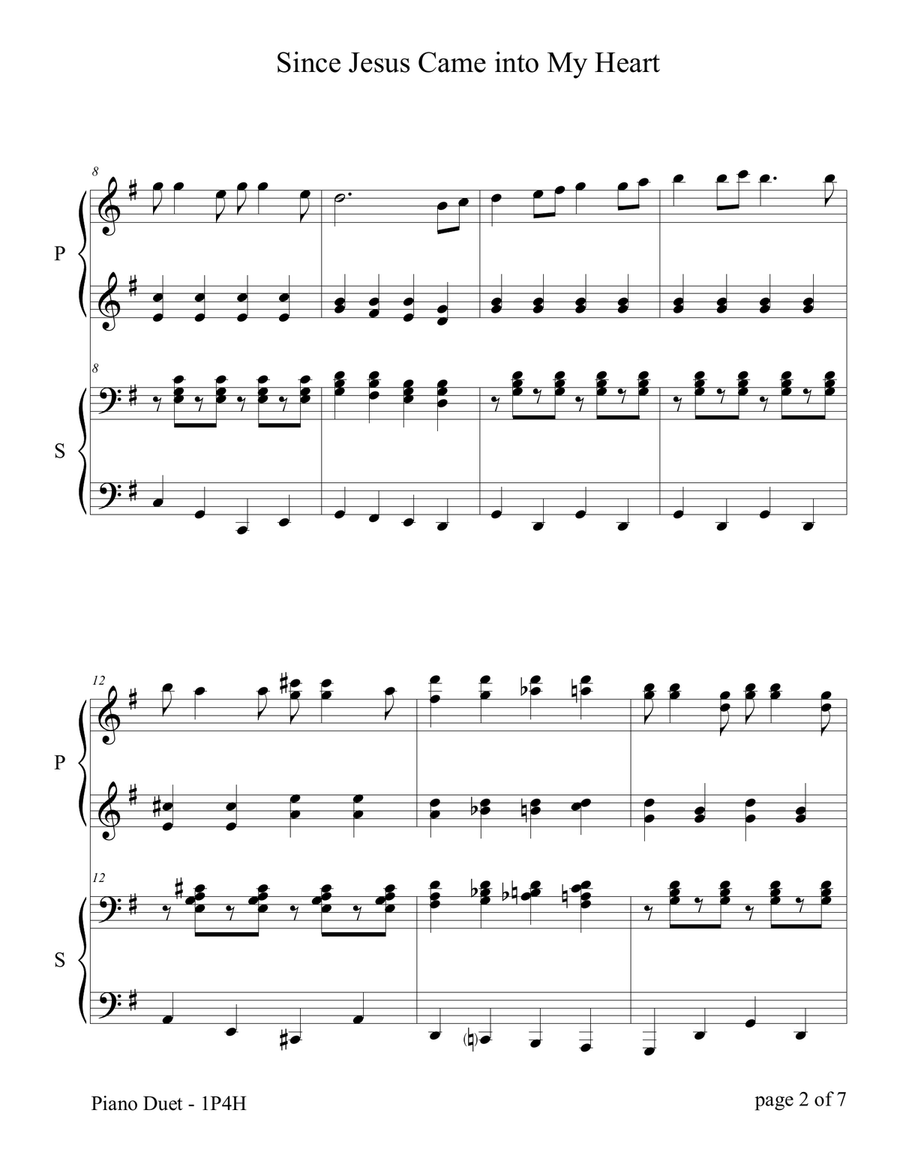 Since Jesus Came into My Heart (1 Piano, 4 Hands Duet) 1 Piano, 4-Hands scores gallery preview page 6