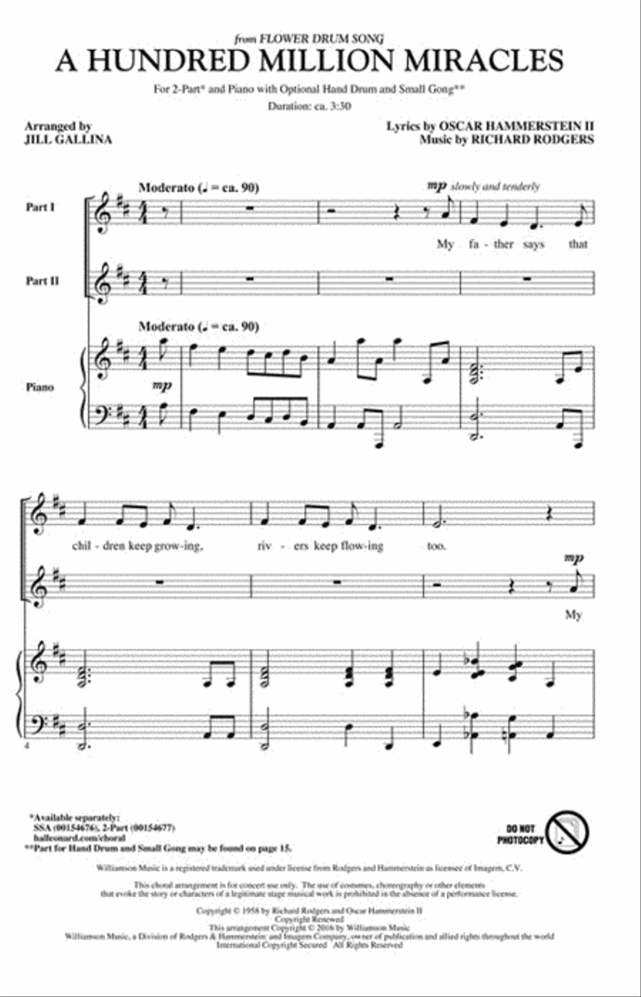 A Hundred Million Miracles 2-Part scores gallery preview page 2