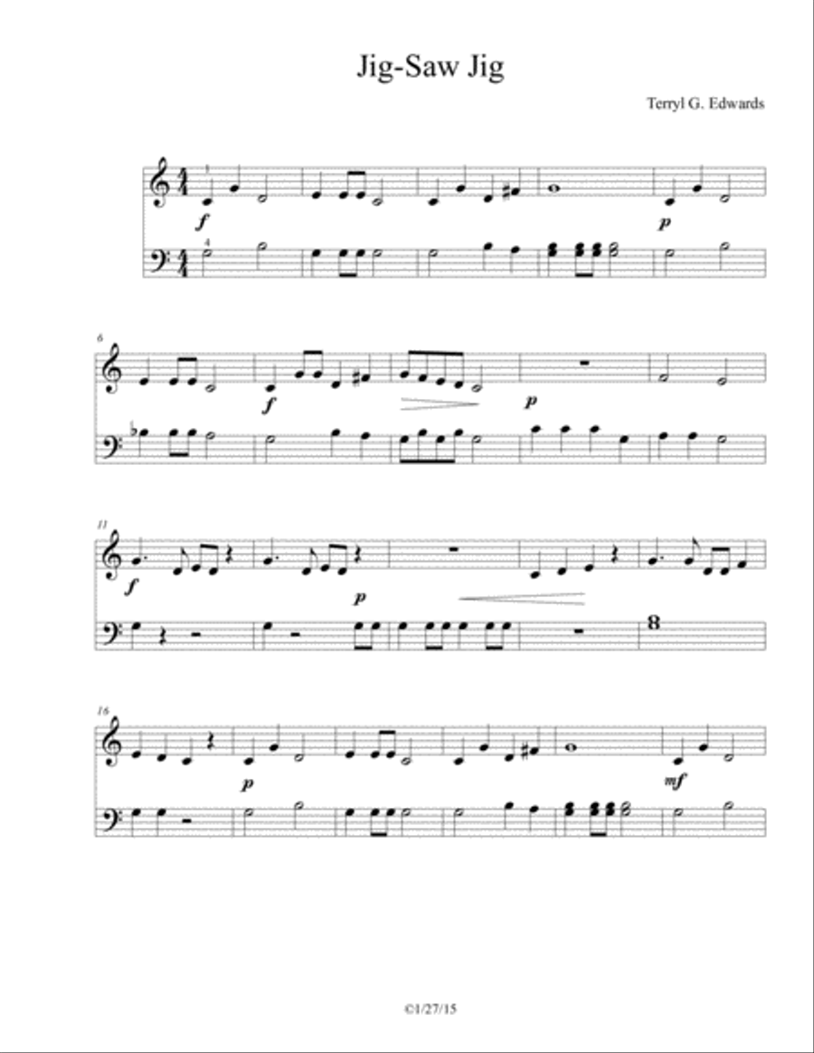 Jig-Saw Jig Jig-Saw Jig Piano Method scores gallery preview page 1
