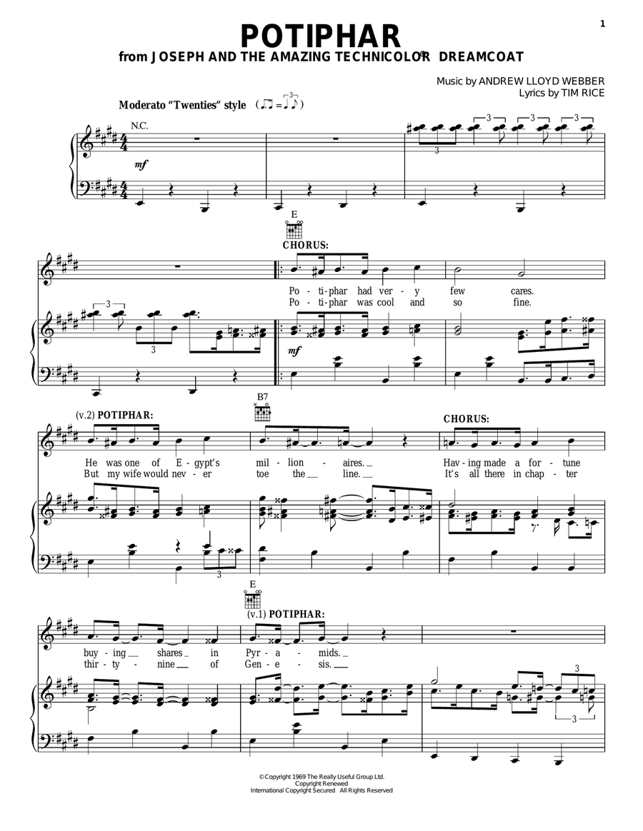 Potiphar (from Joseph And The Amazing Technicolor Dreamcoat) Guitar scores gallery preview page 1