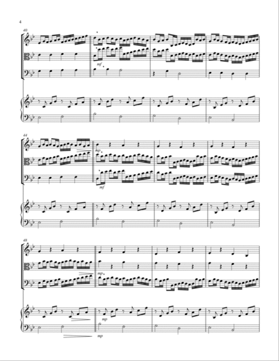 Canon (Pachelbel) (Bb) (String Trio - 1 Violin, 1 Viola, 1 Cello), Keyboard) String Trio scores gallery preview page 4