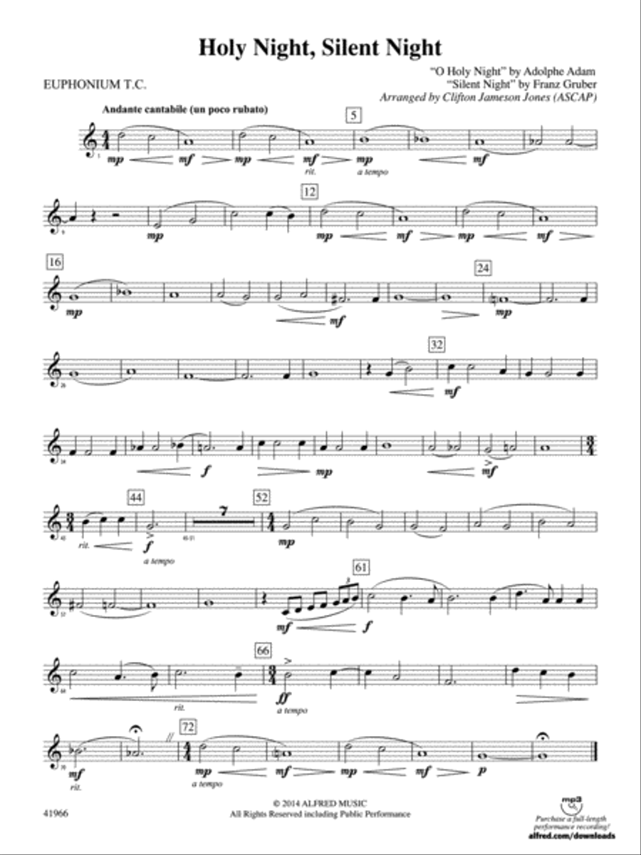 Book cover for Holy Night, Silent Night: Baritone T.C.