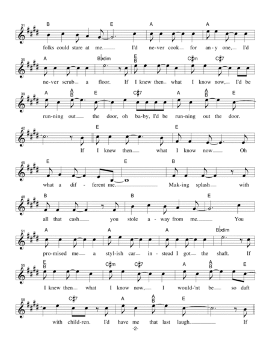 IF I KNEW THEN WHAT I KNOW NOW Voice scores gallery preview page 2