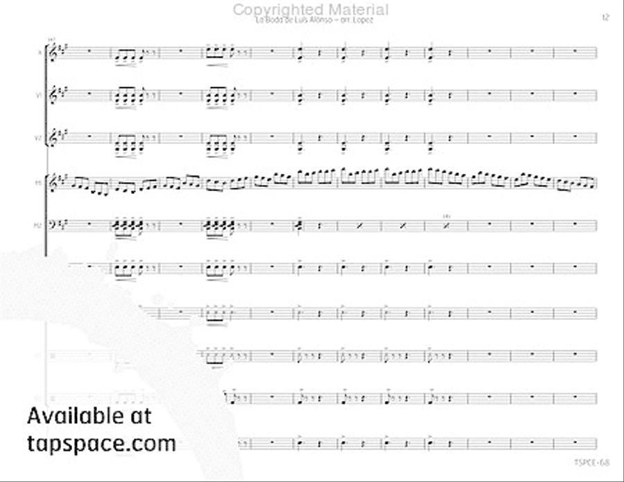 La Boda de Luis Alonso Percussion Ensemble scores gallery preview page 16
