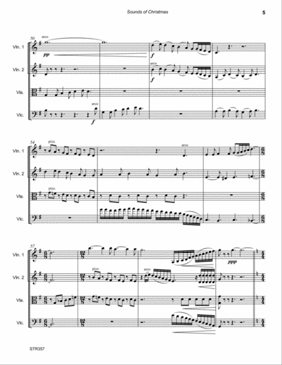 SOUNDS OF CHRISTMAS (medley of 4 carols) - STRING QUARTET (or 3 Violins & Cello) String Quartet scores gallery preview page 5
