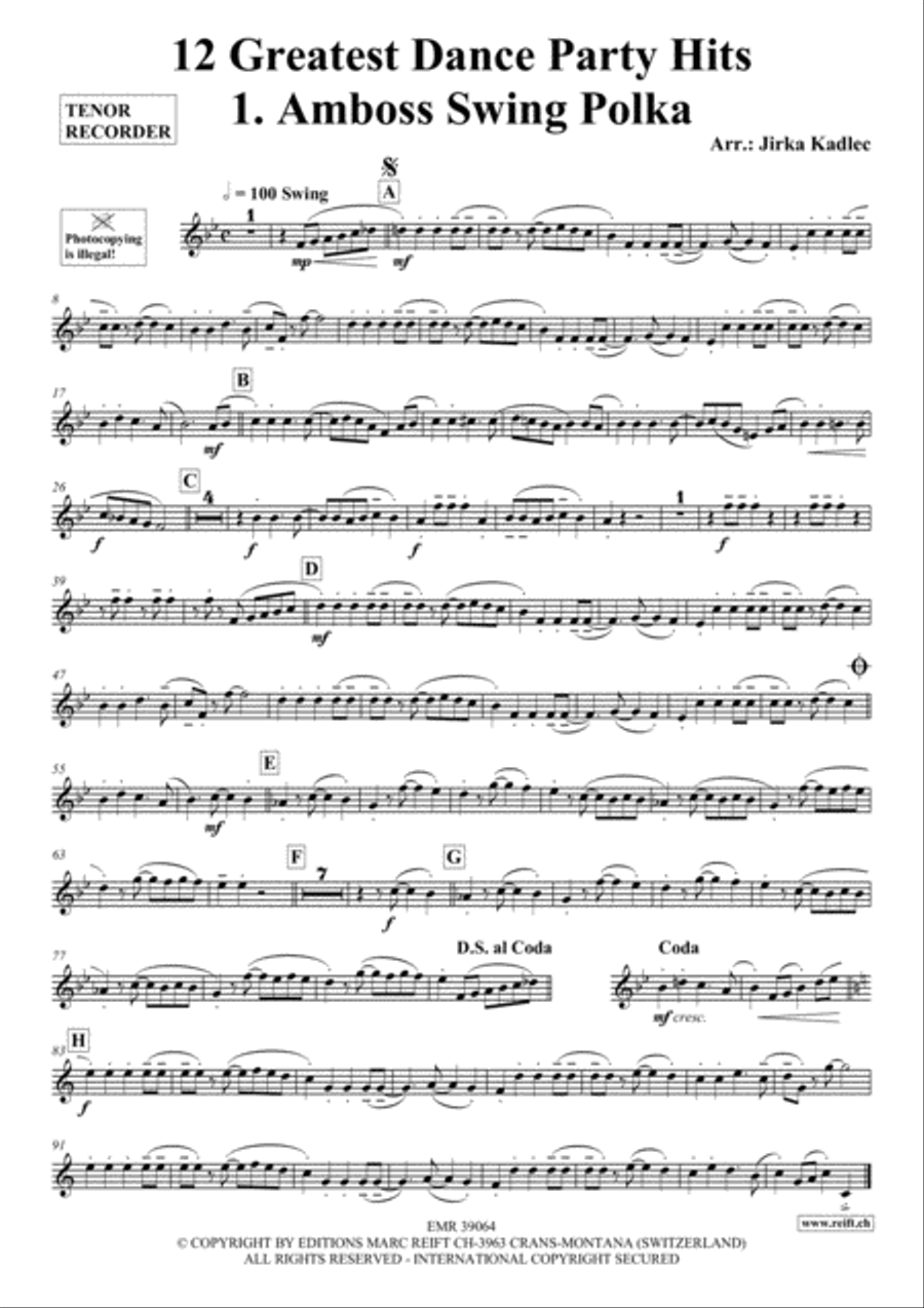 12 Greatest Dance Party Hits Tenor Recorder scores gallery preview page 2