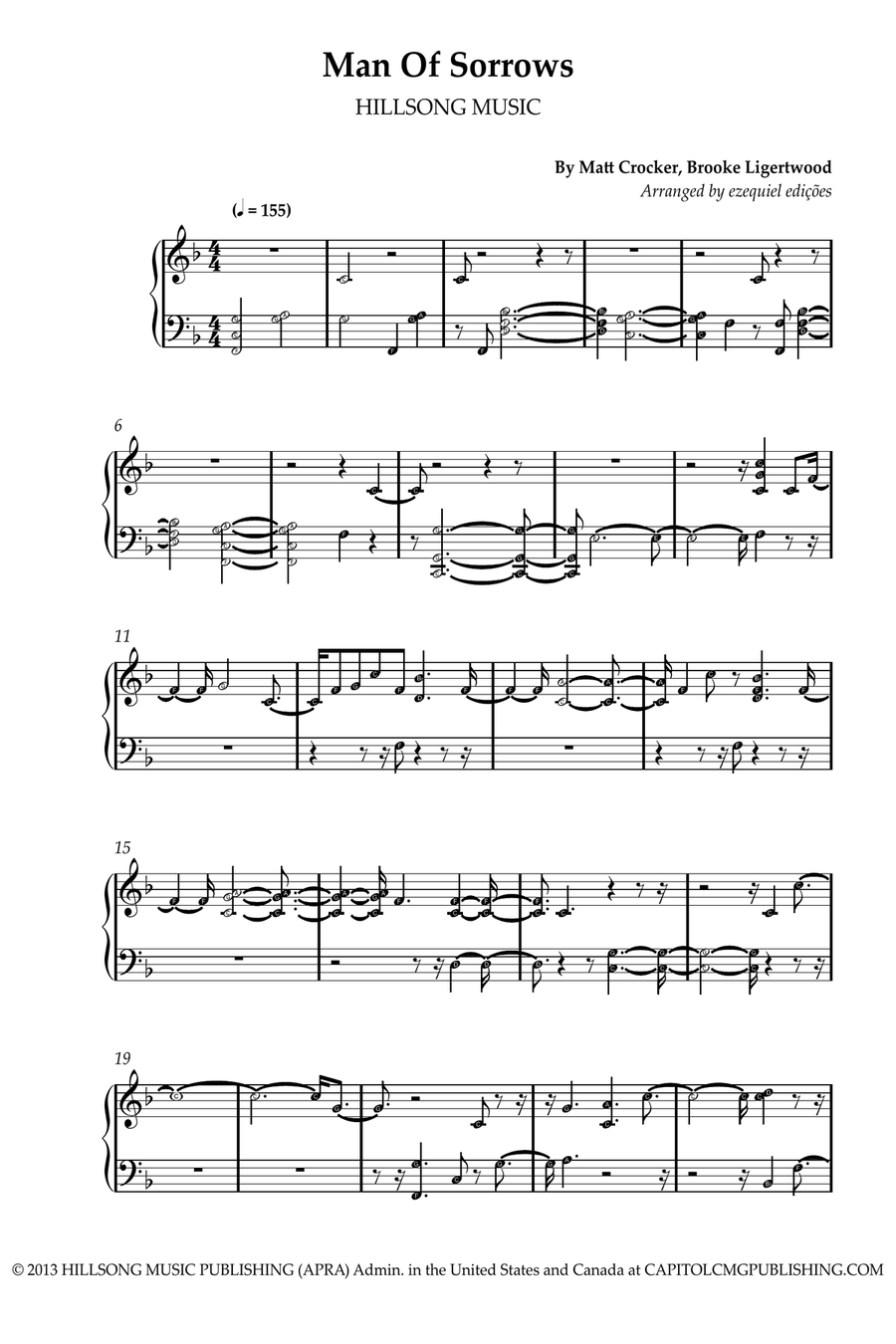 Man Of Sorrows Easy Piano scores gallery preview page 1
