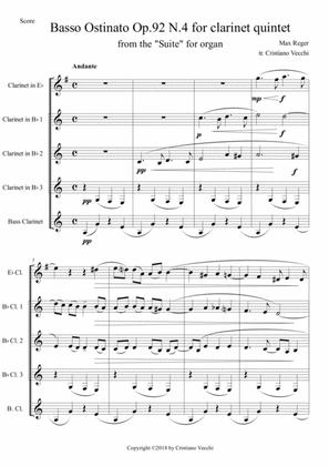 Basso Ostinato Op.92 N.4 for clarinet quintet