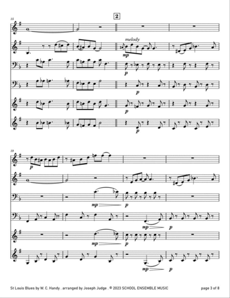 St Louis Blues by Handy for Brass Quartet in Schools Brass Quartet scores gallery preview page 3