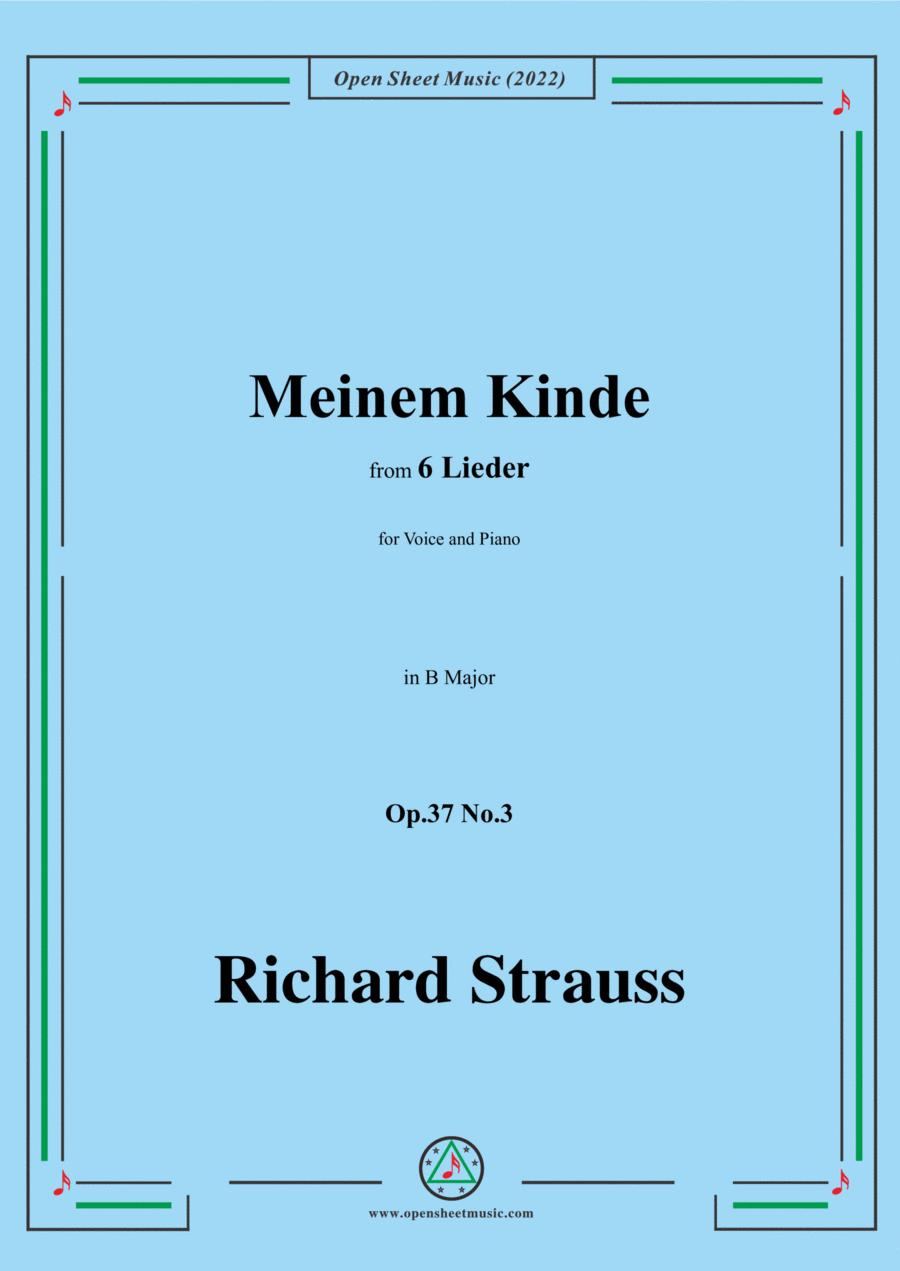 Richard Strauss-Meinem Kinde,in B Major,Op.37 No.3 Voice scores gallery preview page 1