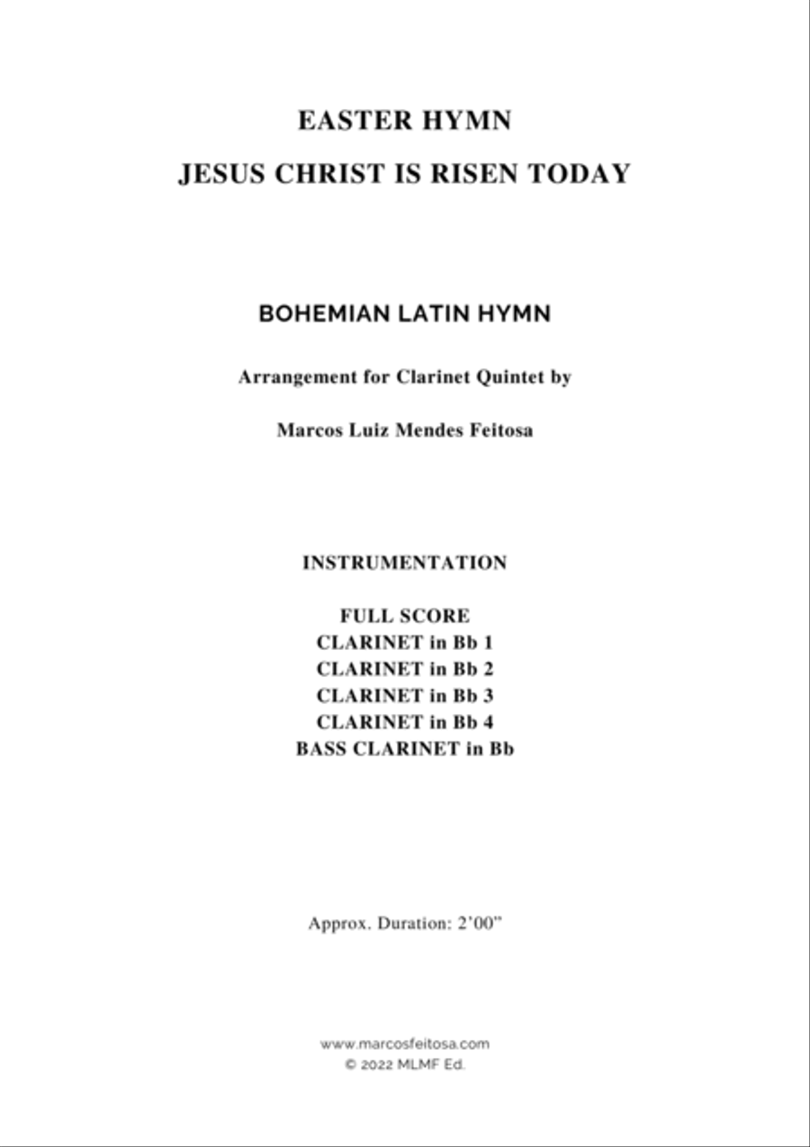 Easter Hymn (Jesus Christ is Risen Today) - Clarinet Quintet Clarinet Quintet scores gallery preview page 2