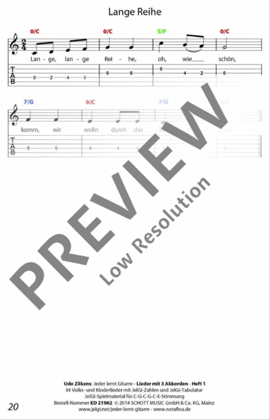 Jeder lernt Gitarre - Lieder mit 3 Akkorden Heft 1 Classical Guitar scores gallery preview page 21