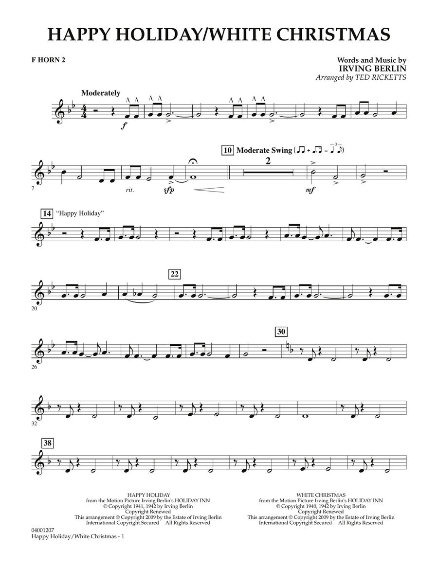 Happy Holiday/White Christmas - F Horn 2 Concert Band scores gallery preview page 1