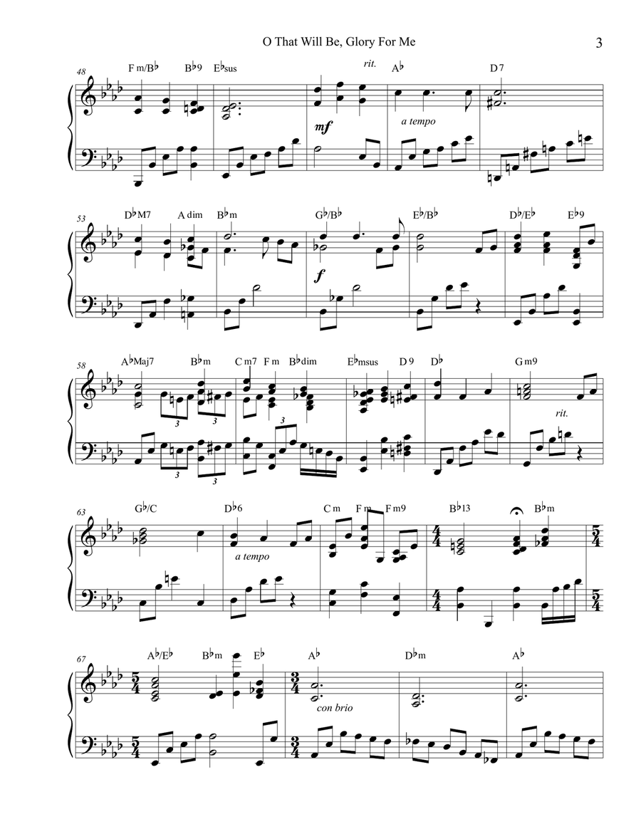 O That Will Be, Glory for Me Piano Solo scores gallery preview page 3