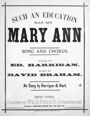 Such an Education Has My Mary Ann. Song and Chorus