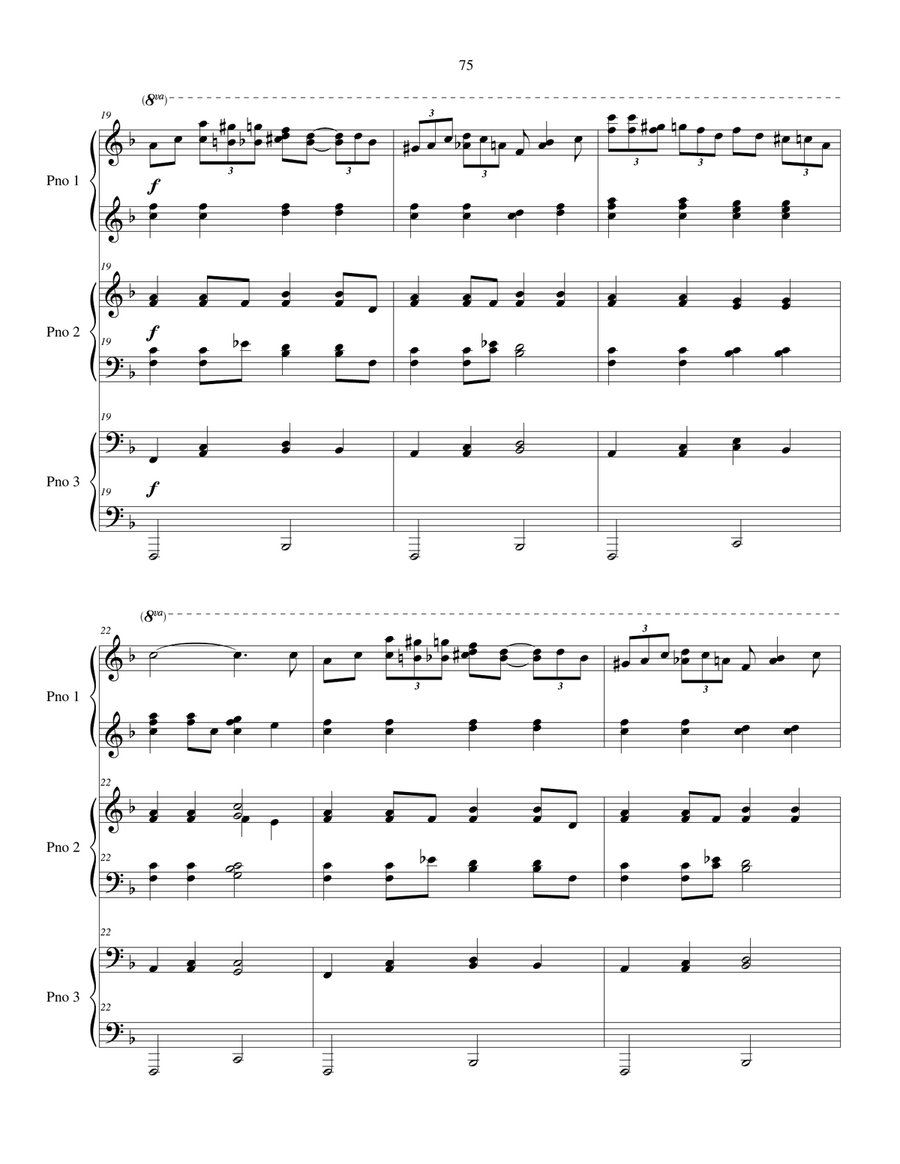 Triple Boogie - piano trio for one piano - six hands Piano Duet scores gallery preview page 5