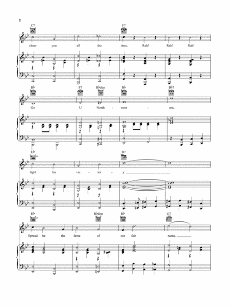 Go Northwestern Go (Go U Northwestern) Piano, Vocal, Guitar scores gallery preview page 2