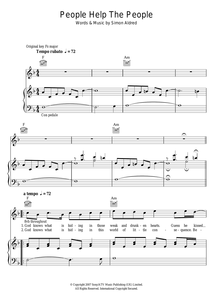 People Help The People Acoustic Guitar scores gallery preview page 1