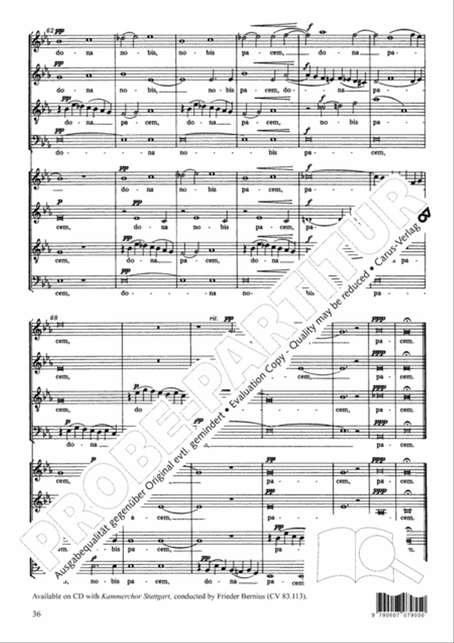 Mass in E flat major (Messe in Es) 4-Part scores gallery preview page 37
