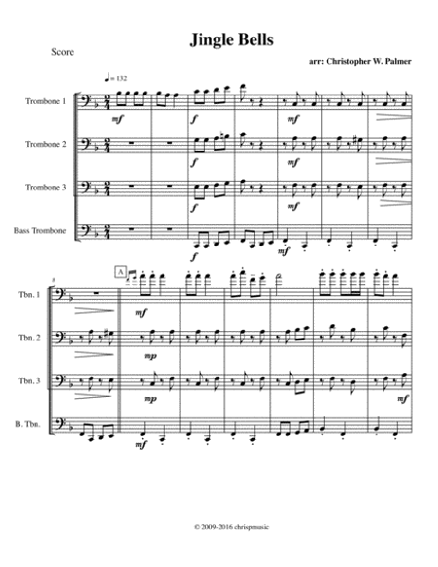 Jingle Bells Brass Ensemble scores gallery preview page 2
