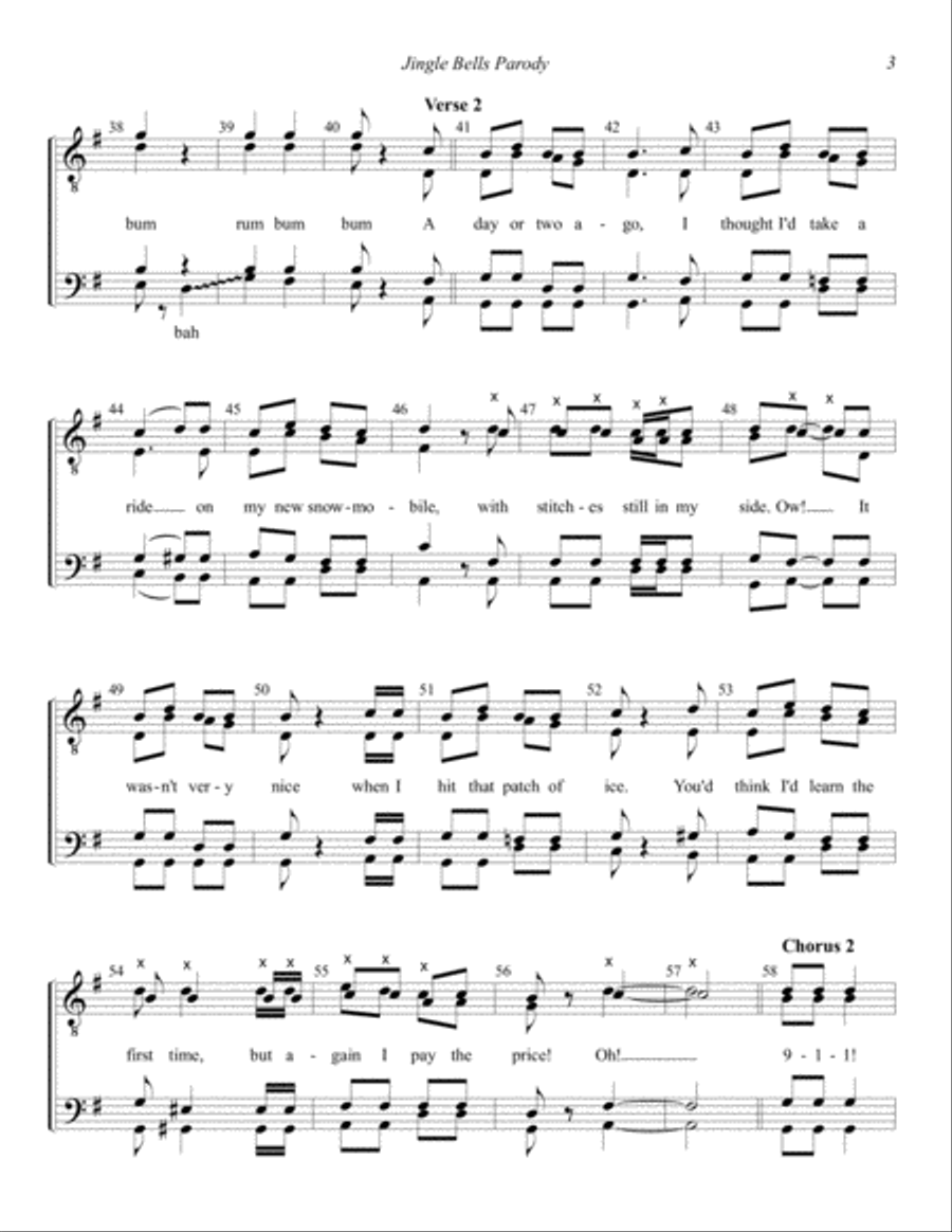 Jingle Bells Parody TTBB scores gallery preview page 3